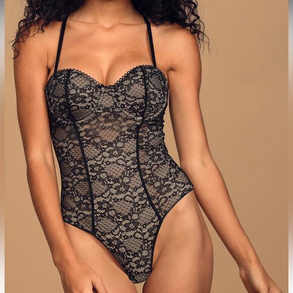 Lulu's Tops - NEW Lulu's Spice it Up Black Lace Bustier Bodysuit Size XS